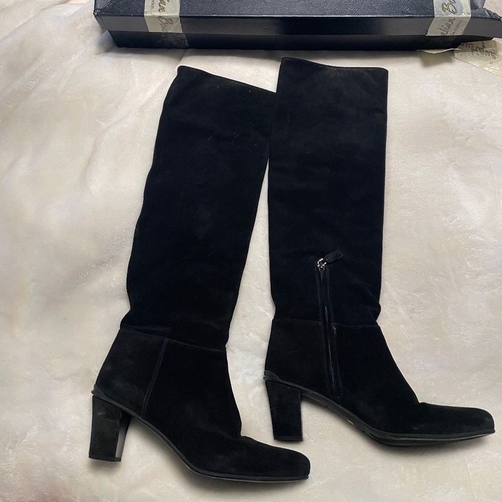 Prada authentic boots black suede knee high 8 8.5